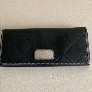 LONGCHAMP BLACK LEATHER JACQUARD WALLET